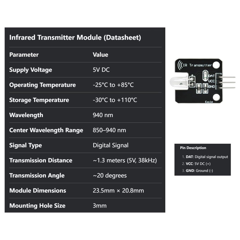 Gikfun Digital 38khz Ir Receiver Ir Transmitter Sensor Module Kit for Arduino (Pack of 3 Sets) EK8477 - Image 3